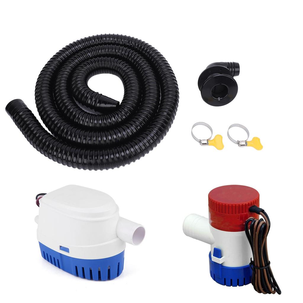 Boat Bie Installation Kit Efficient Marine Bie Drainage System with Flexible Thicken Pipe Clamps and Elbow Connector for 1100GPH Bie Pump