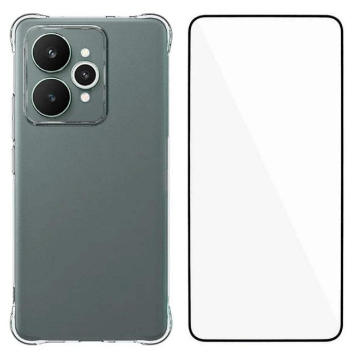 

Чехол для Realme 15 5G WANLONFENG Серии WL 2.0 мм ТПУ Чехол для телефона с Защитной пленкой из закаленного стекла Transparent