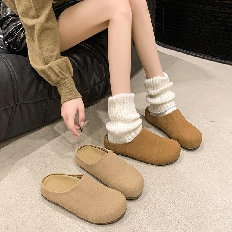 Women Corduroy Cross Strap Home Slippers Men Soft Warm Flat Slides Family Indoor Concise Plush Sandals for Four Seasons