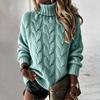Women's Cable Knit Turtleneck Long Sleeve Sweater Color Casual Comfortable Top