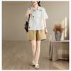 DIMANAF 2026 Women Plus Size New Summer Blouse Shirt Short Sleeve Print Floral Casual Loose Cotton Lady Tops Shirts