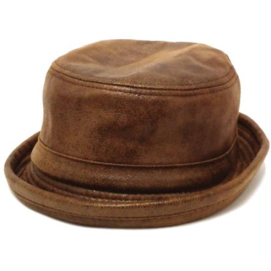 Happy Hat Soft Leather Pork Pie Hat, 60cm/57cm, Camel, Hat-1056-02-57
