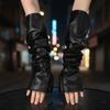 Long Arm Warmer Fingerless Gloves Black Women Gloves PU Leather Gloves  Dance Performance