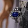 S925 Sterling Silver Inlaid With Natural Tiger Eye Black Gold Label Blue Gold Color Baotai Silver Ring Women'S Retro Personalized Open Ring