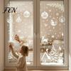 Christmas Reindeer Decals 9 Sheets Static Window Stickers, Reusable Snowflake Santa Claus Holiday Stickers for Glass Decoration, Snow Scene PVC Clings