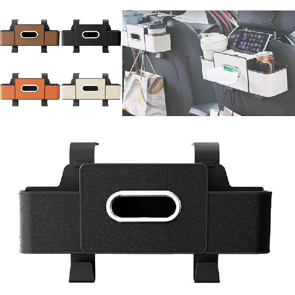 Car Multifunctional Seat Back Waterproof Storage Bag, Multifunctional & Waterproof Car Back Seat Organizer with Cup Holder (Black)