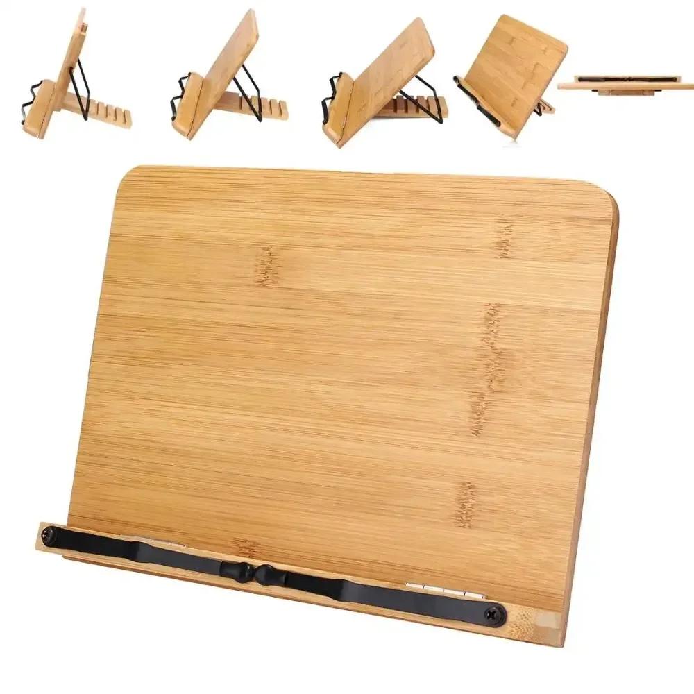 Reading Rack Bamboo Bookshelf Stand Sturdy Bookshelf Textbook Lightweight Portable Adjustable Bookshelf