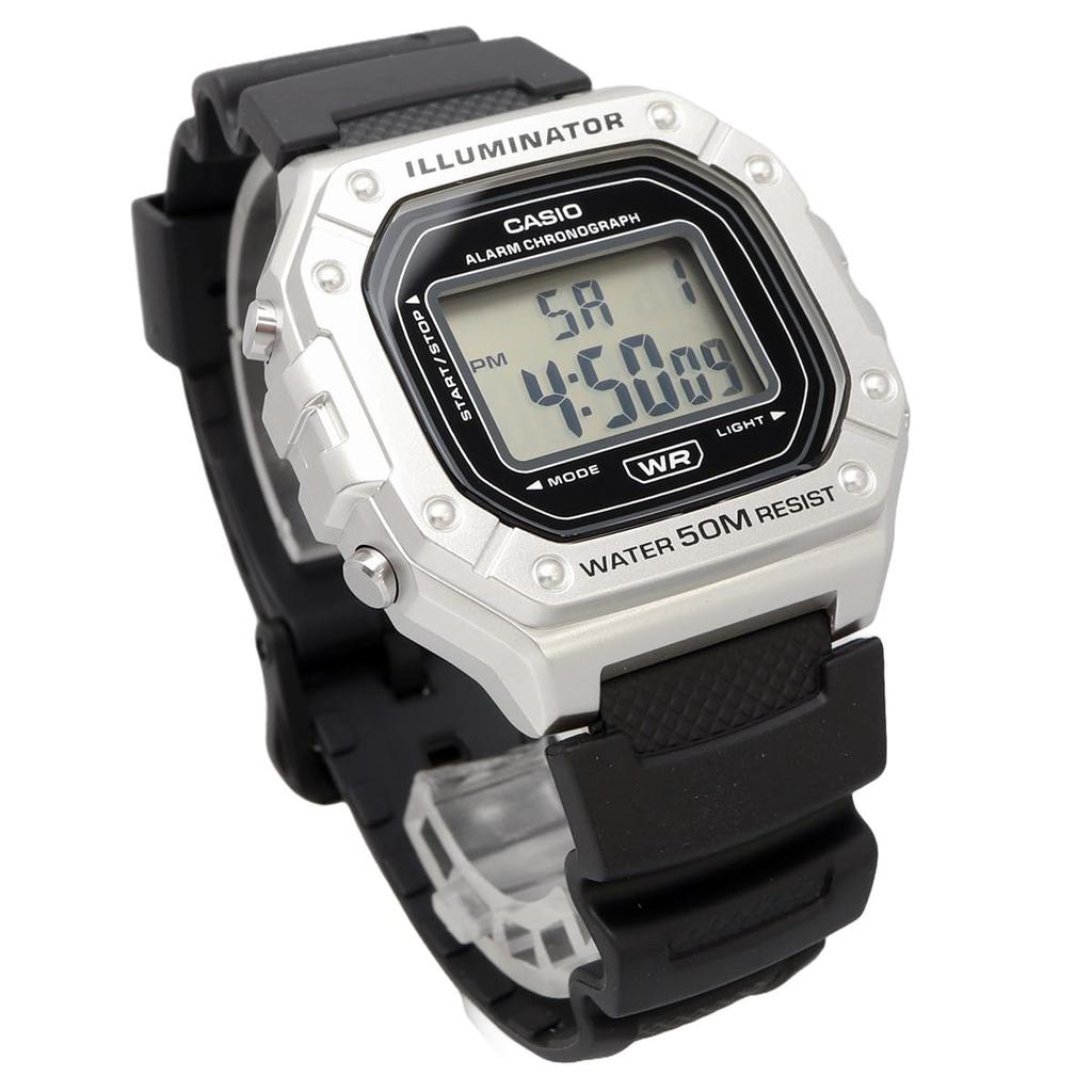 Casio Standard Digitaluhr W-218HM-7AV für Damen & Herren, Silber Metallic, Günstiges Casio, Importmodell