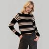 Winter New European and American Short Knit Sweater for Women, Crew Neck Striped Color-block Slimming Top