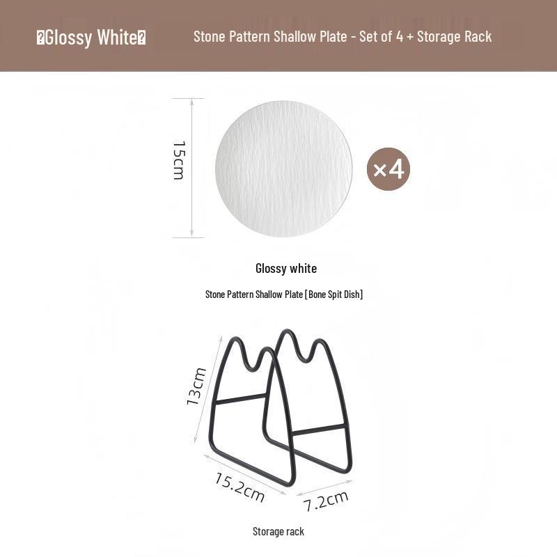 Abay Nordic Ceramic 6-inch Bone Dish Set with Rack