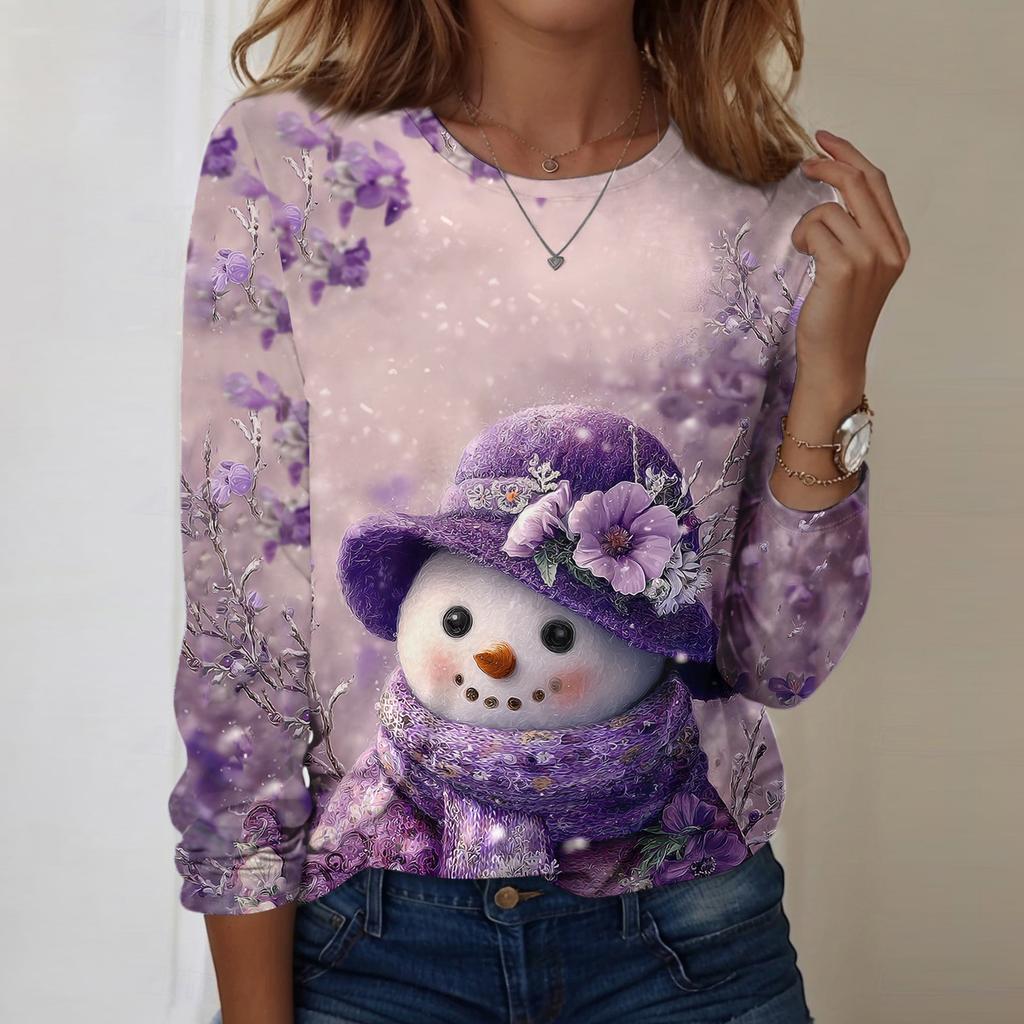 Long Sleeve Shirts For Women Cute Print Graphic Tees Blouses Casual Plus Size Basic Tops Pullover