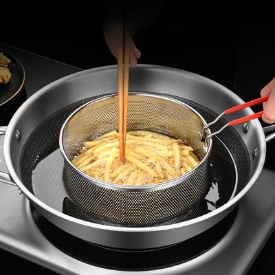 Deep Frying Basket Round 304 Stainless Steel Fry Baskets With Handle for French Chips Onion Rings Chicken Pasta