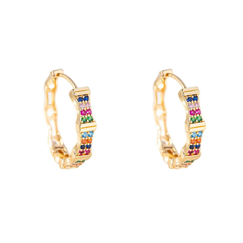 Colored Zirconia Stud Earrings - European & American High-End Ear Jewelry and Ear Cuffs for Women