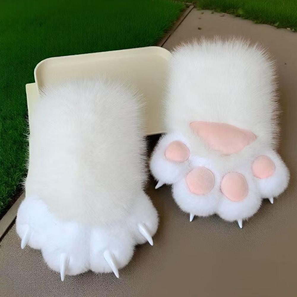 Kawaii Cartoon Cosplay Kostüm Handschuhe Fellige Fursuit Kigurumi Plüsch Katzenpfoten Handschuhe Verdicken Warm Katzenklauen Fäustlinge Geschenke