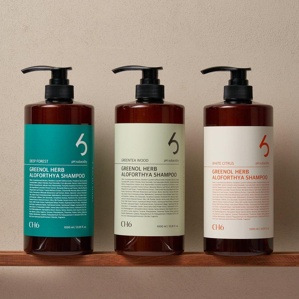 Greenol Herb Alopocia Anti-Hair Loss Shampoo Green Tea Wood Scent 1000ml, 2ea
