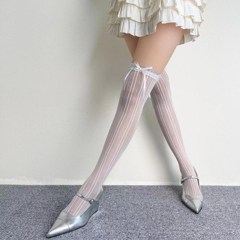 Ealstic Sexy Stockings For Women Black Line Print Stay Up Tights Thigh High Stockings Sexy Lingerie Nude Mesh Pantyhose Hosiery