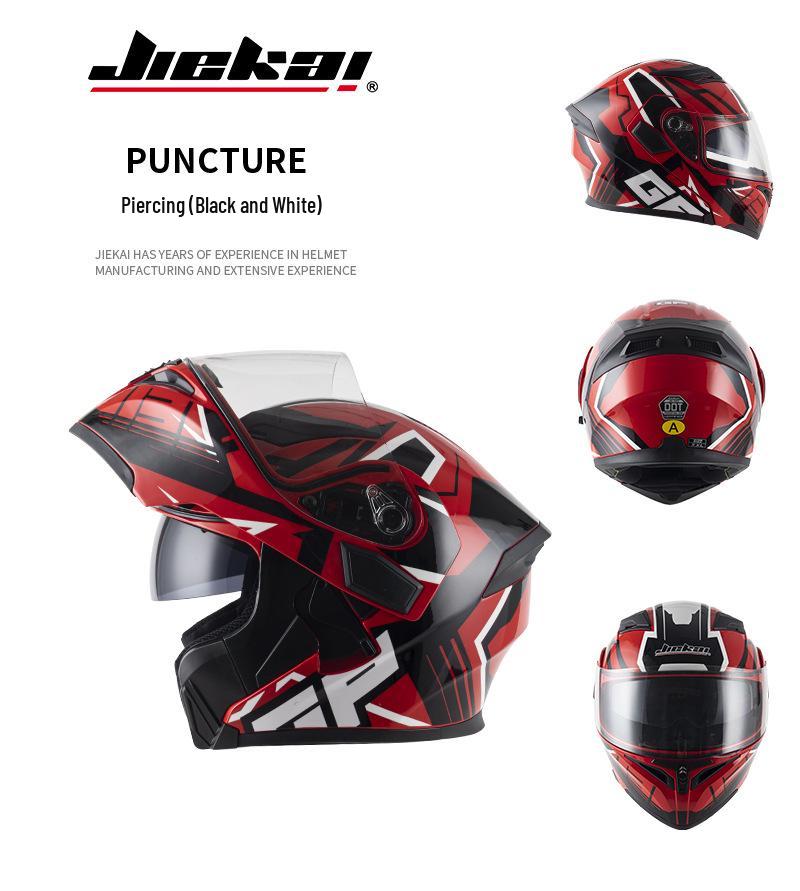 Jiekai Full-Face Flip-Up Motorcycle Helmet for Men & Women - Winter Electric Vehicle Safety Helmet