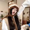New plush hat women's autumn and winter cute knitted hat warm ear protection headgear fashionable face small wool hat