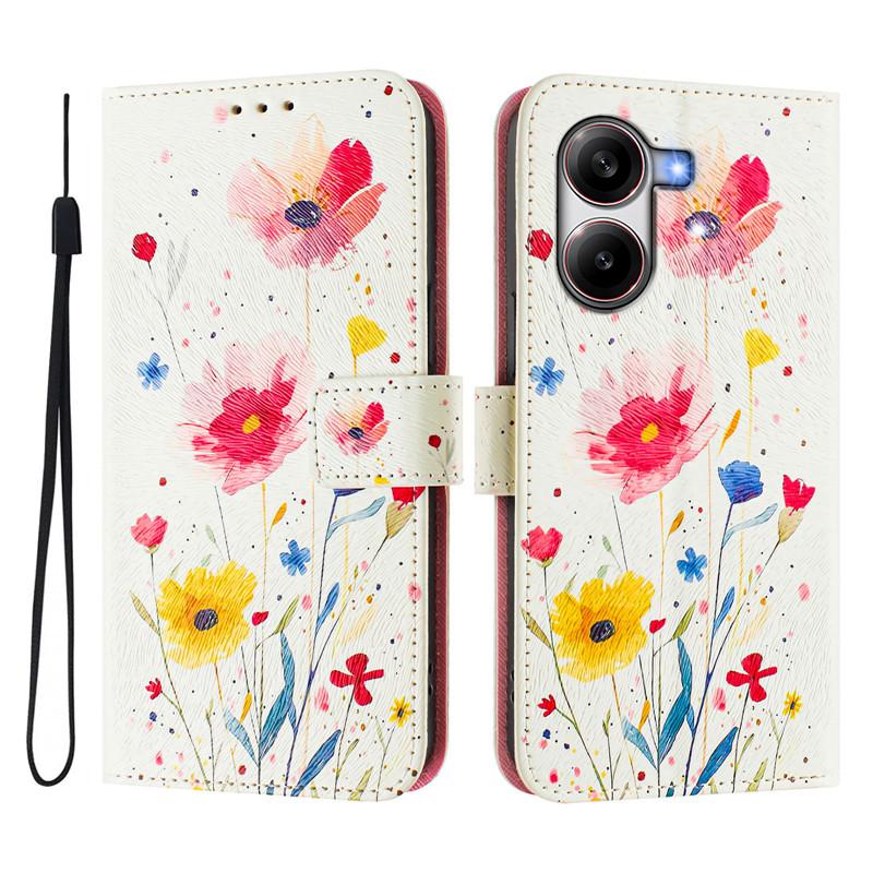 X7 Leather Phone Case for Xiaomi Poco X7 Pro C75 M7 PocoM7 PocoX7 Pro 5G Flip Cover Wallet Magnetic Painted Case Cat Flower Bear