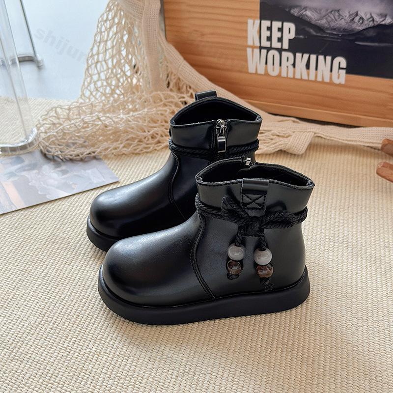 Children Ankle Boots  Autumn Winter Girls Soft-sole Non-slip Zipper Short Boots Kids Retro Platform  Princess Boots