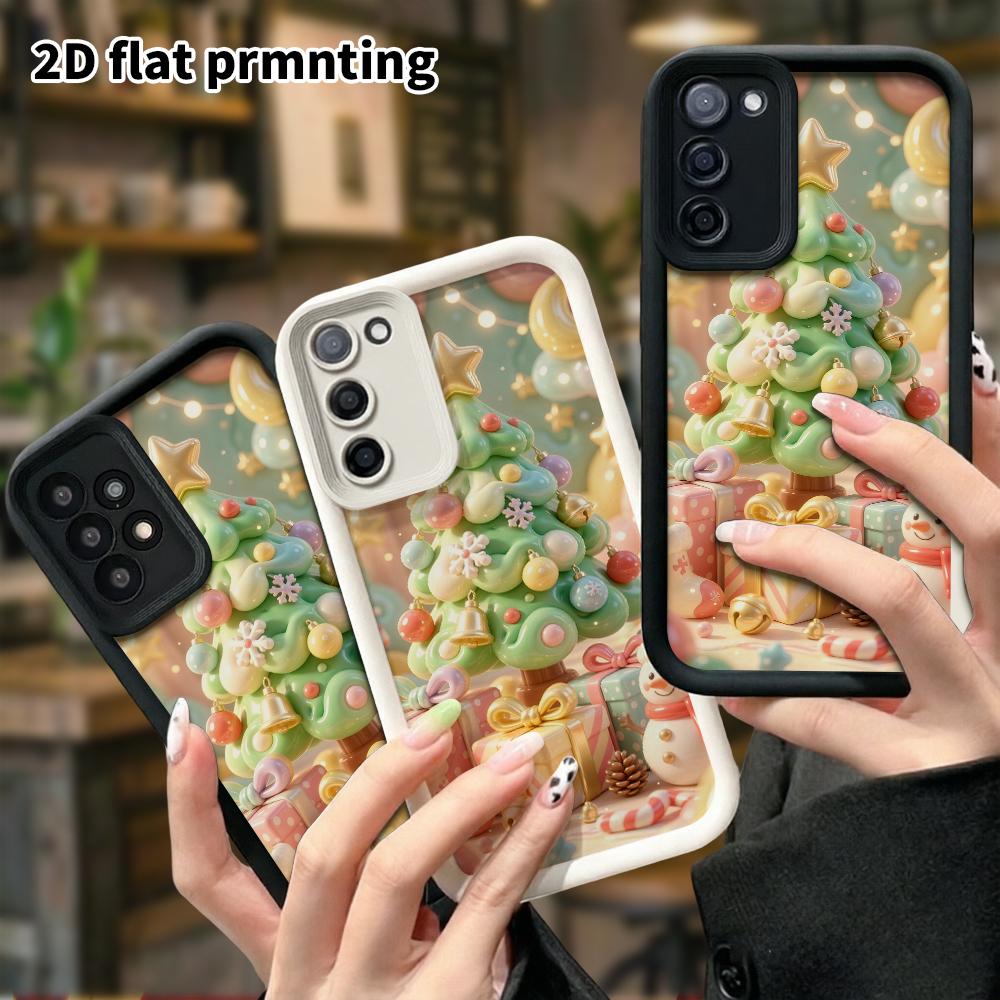 Phone Case: 2D flat design suitable for Samsung Galaxy A34 A35 M05 M06 S20 S22 S21 FE Plus 5G protective case, macaron Christmas tree, perfect holiday