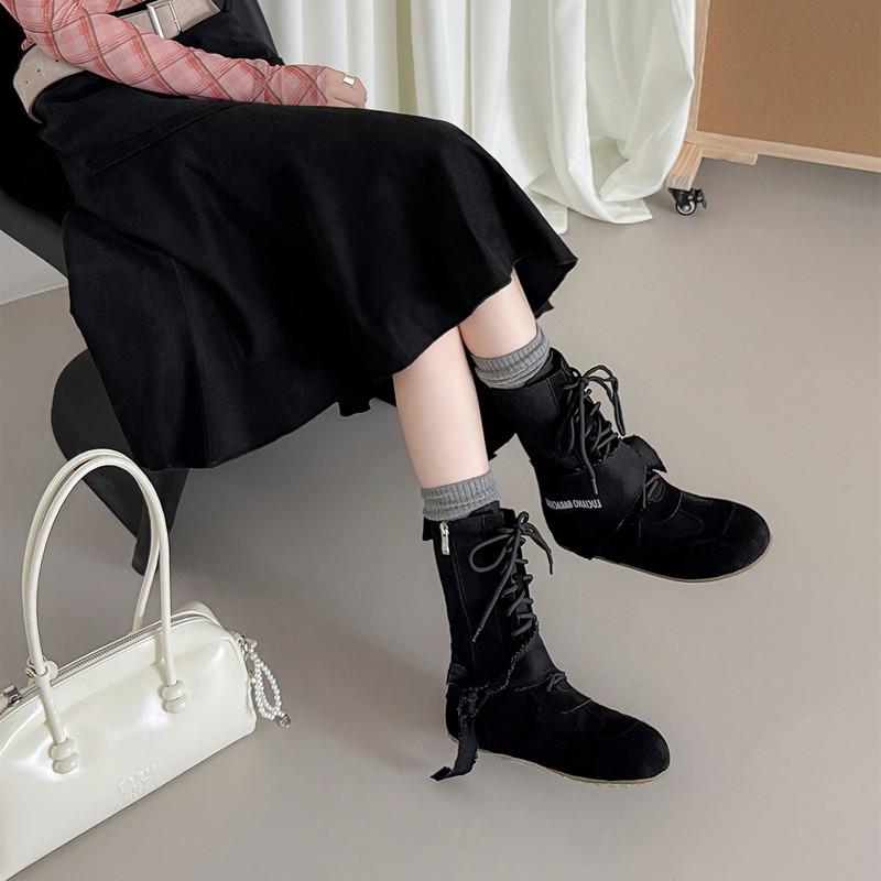 

Средние кожаные комбинированные милые крутые парфе ретро рабочие ботинки на плоской подошве повседневные универсальные с внутренней платформой боковая молния короткие ботинки 40