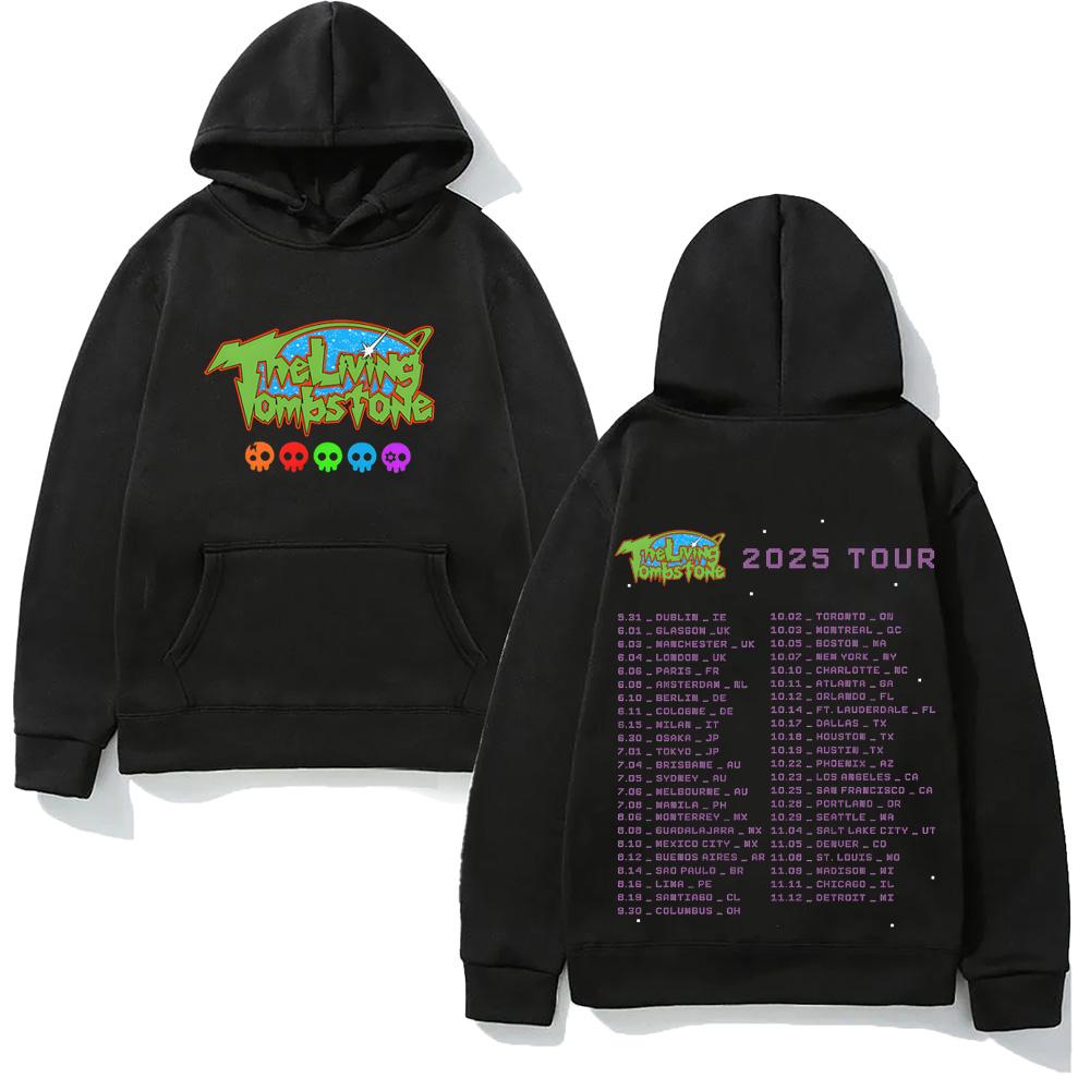 Living Tombstone Punková mikina s kapucí a kapsou Fleecová Pohodlná mikina Gotické oblečení Vintage svetry Grunge