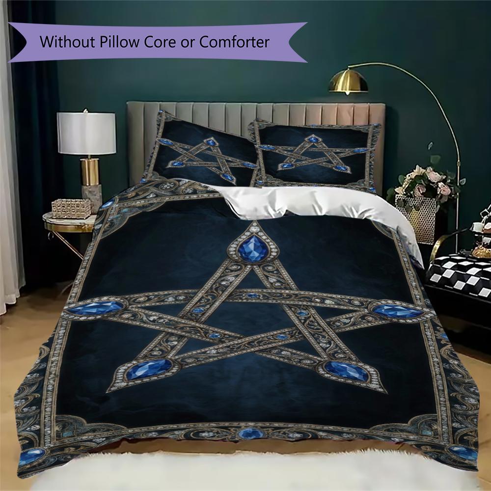 Pentagram Pattern Bedding Uilt Set Uilt Cover Pillowcase Home Decoration Birthday Gift (1 * Duvet Cover + 2 * Pillowcase Without Core)164