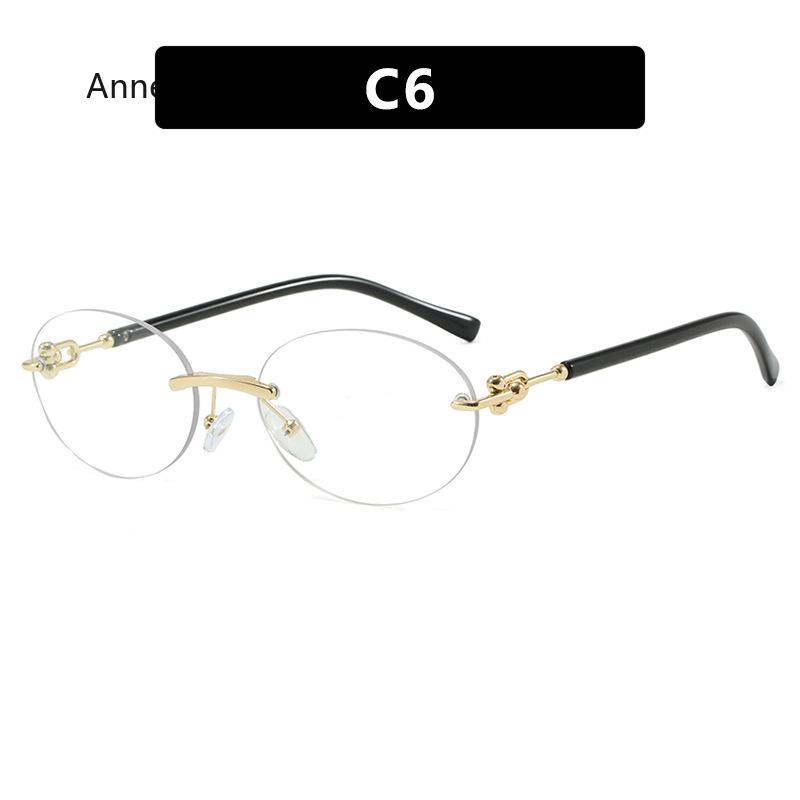 Rimless Oval Sunglasses Female Vintage  Small Frame Sun Glasses Women Fashion Clear Ocean Lens Sunglass Shades UV400