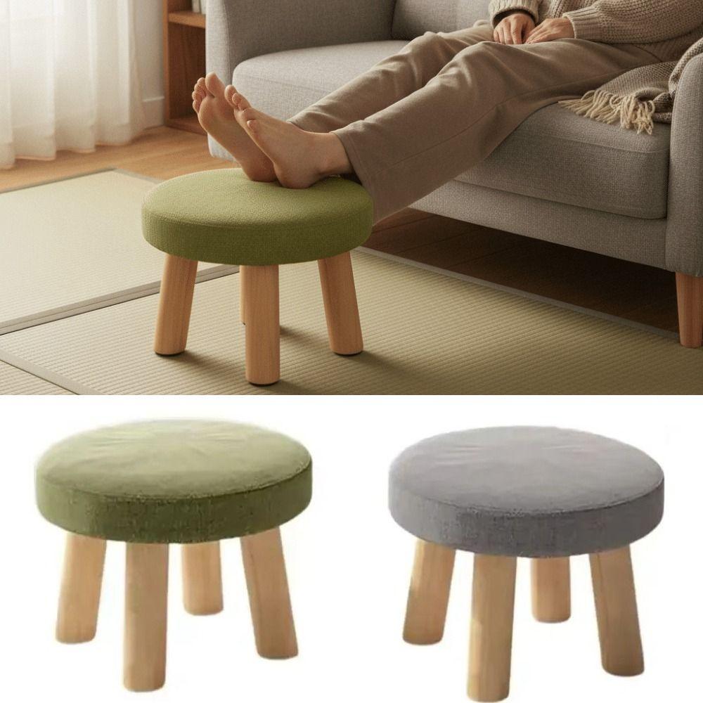Non-Skid Solid Wood Small Foot Stool Soft Shoe Changing Chair Small Footstool Ottoman Office