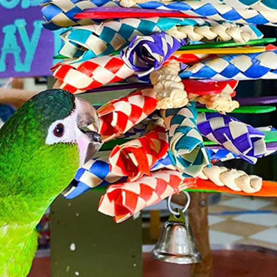 Yousheng Parrot Toy Multi-color Decorative Woven Pet Bird Chew Hanging Pendant for Medium Birds
