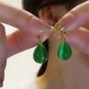 New Green Opal Drop Shaped Earbuckles for Women Retro Personality Fashion Daily Earrings Accessories Party Jewelry Birthday Gift