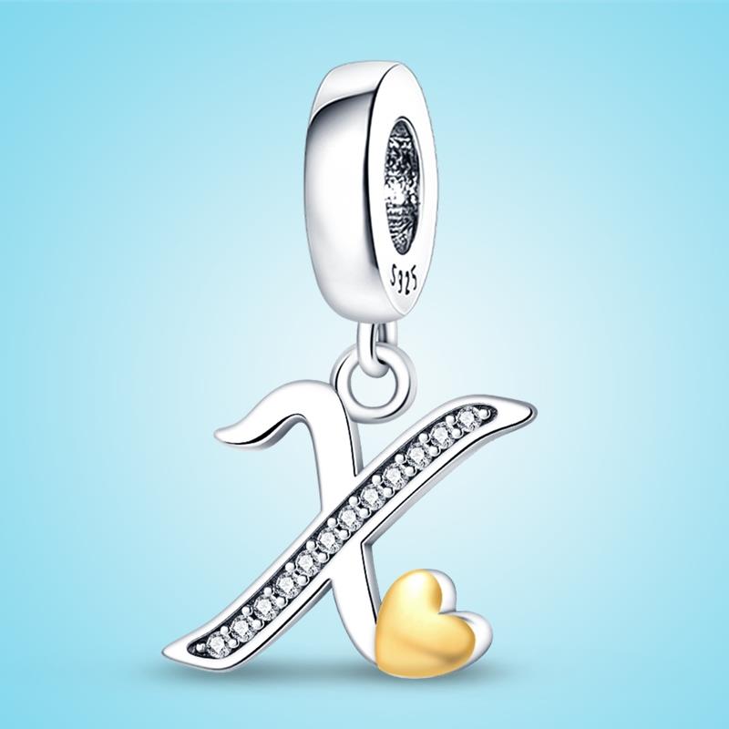 Marke Neueste Ankunft Kompatibel Mit Kupfermetall Authentisch Original Armbänder 26 Alphabet A-Z Buchstaben Kupfermetall Anhänger Perlen Komponenten Perle