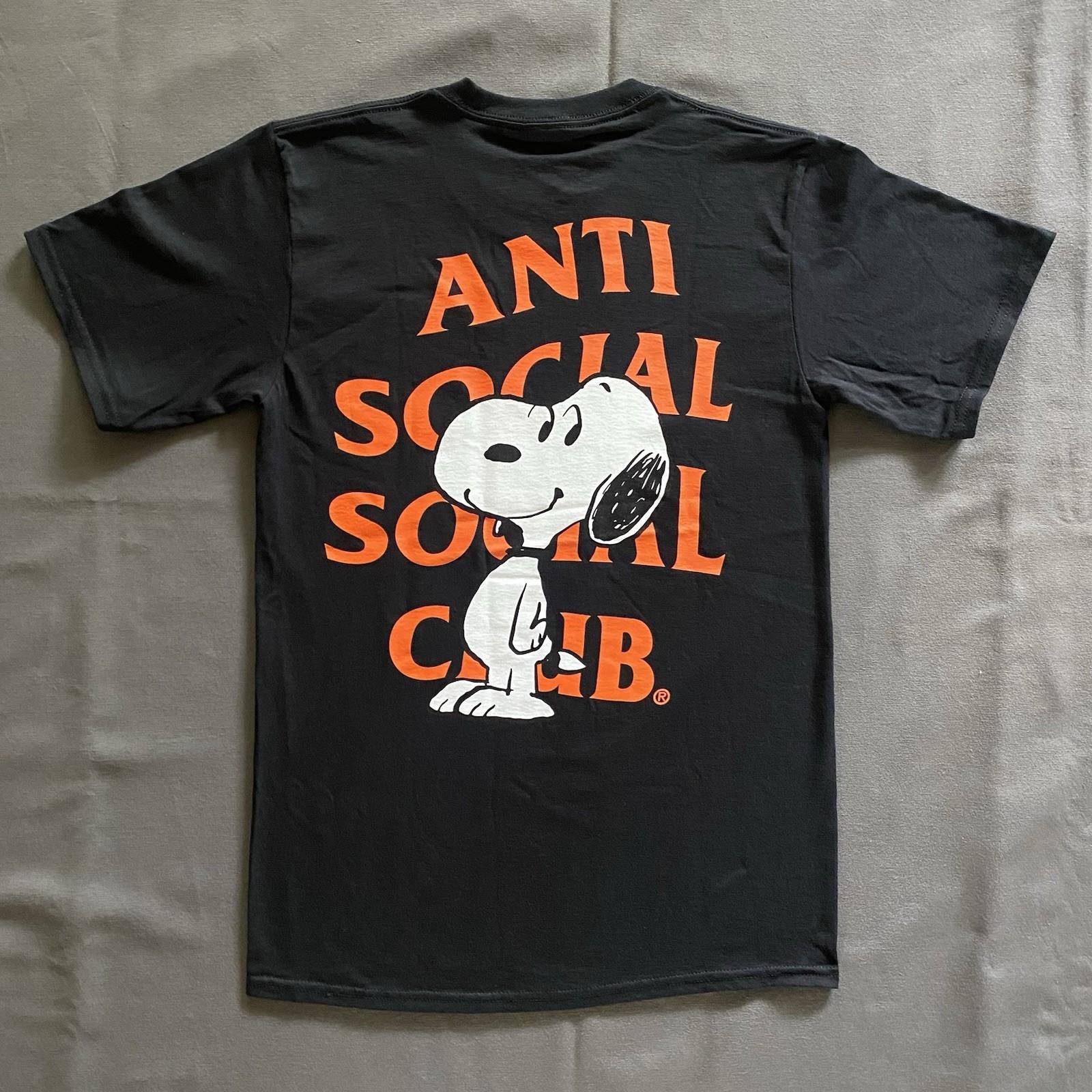 Anti Social Social Club X Peanuts T Mens Small Black Snoopy Orange Logo Unisex T-Shirt S