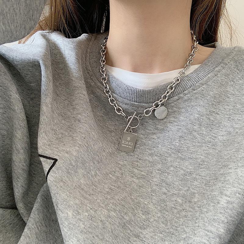 Ins Trendy Inspired Titanium Steel Choker Necklace For Women With Unique Letter Pendant