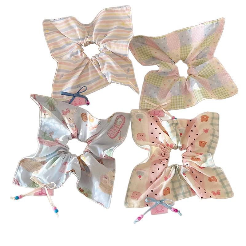 

Сладкий бант полосатый шарф резинка для волос: Эластичная резинка для волос и милая повязка на голову для женщин Star Plaid