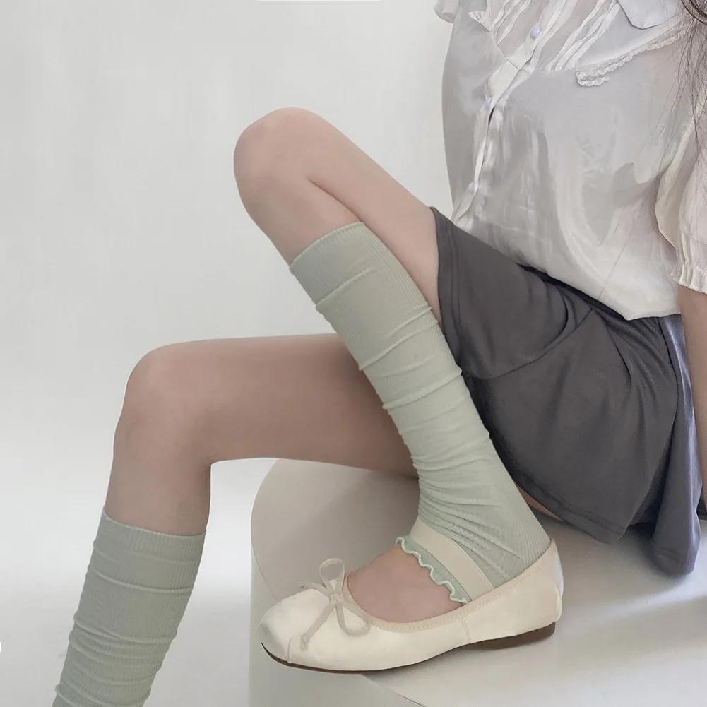 Solid Color Summer Leg Warmers Ballet Style Sweet Girls Ruffle Socks Stockings Women Lolita Kawaii Cute Foot Cover Accessories