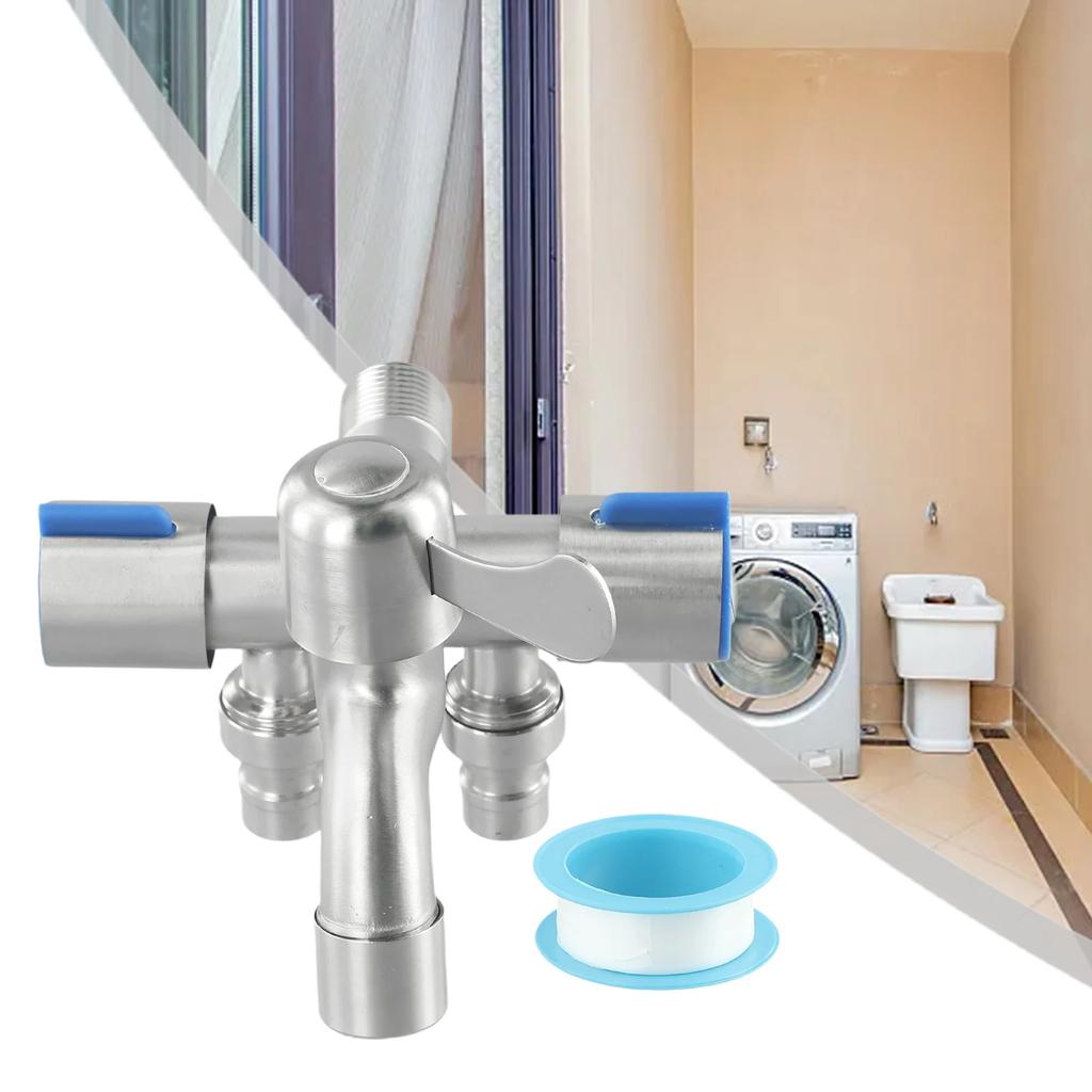 Dual Control Dual Use 3-Way Shower Water Diverter Valve Faucets Filling Angle Valves Washing Machine Bathroom Toilet Accessories
