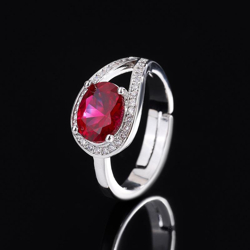 

Aquamarine Water Drop Pear-Shaped Topaz Ring Women s New Fashion Treasure Ring Hot Sale Index Finger Ring