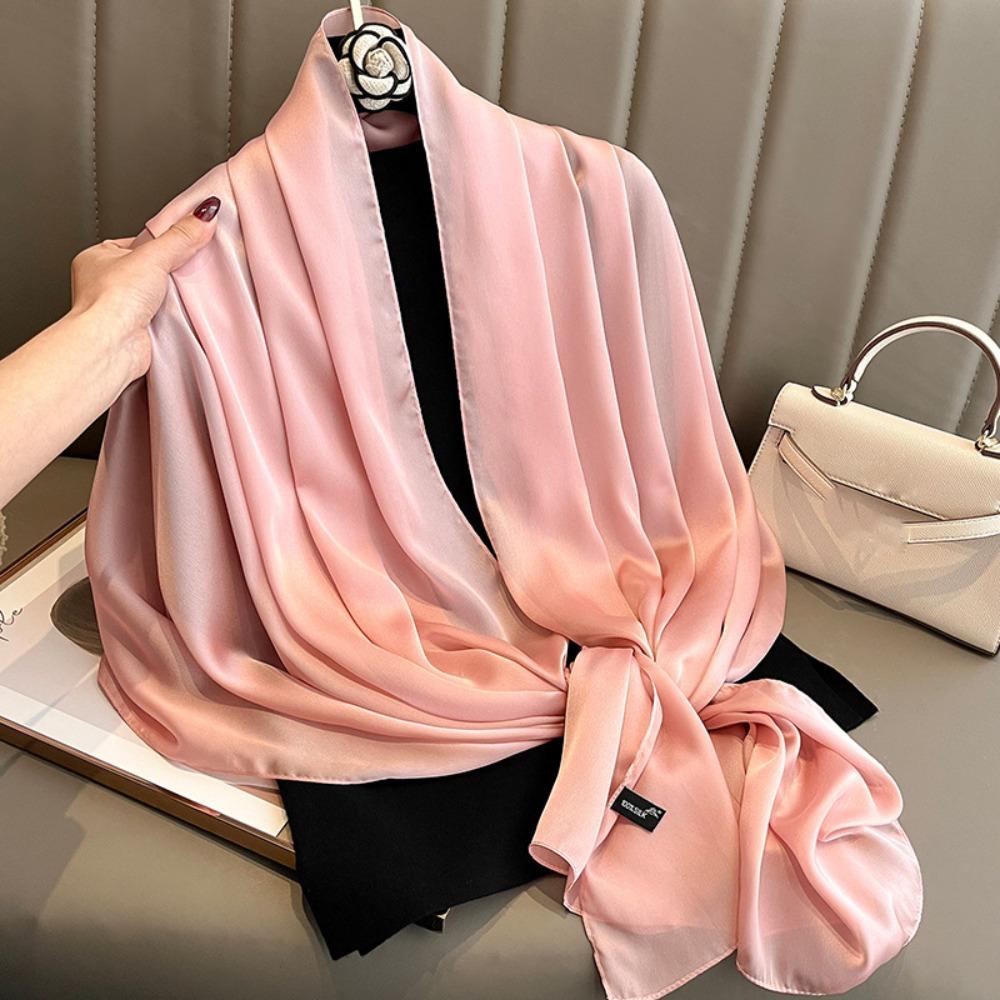 Solid Color Outdoor Sunscreen Hijab Thin Female Shawls and Wraps Fashion Long Scarf