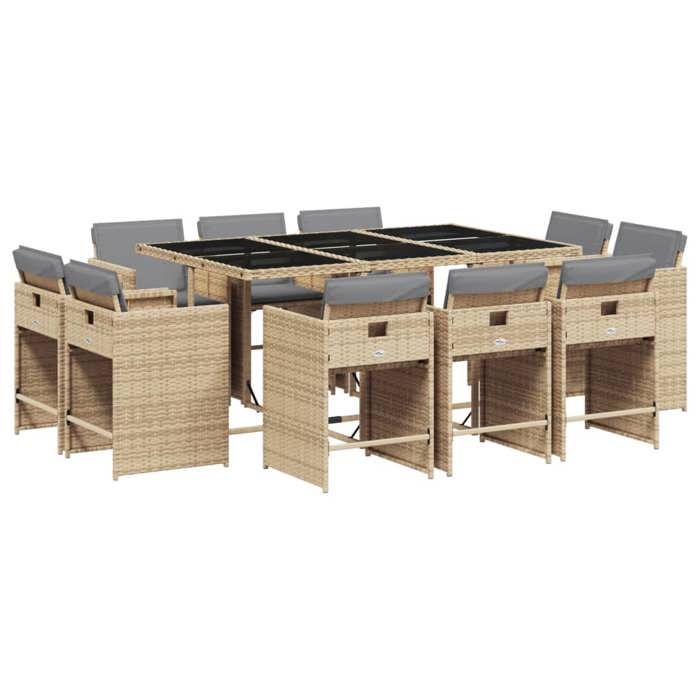 VidaXL 11-piece Garden Dining Set and Cushions, Dining Chairs with Armrests, Furniture Set with Table, 3211212