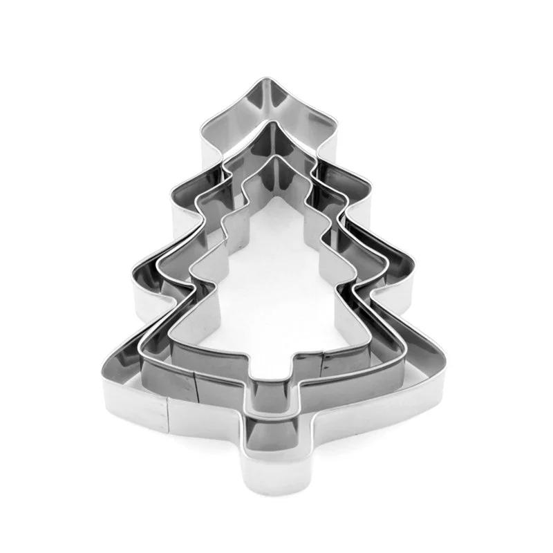3pcs Christmas Tree Cookie Cutting Mould Christmas Biscuit Molds Stainless Steel Cookie Press Molds DIY Kitchen Cookie Cutter