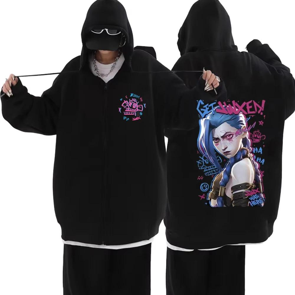 

Arcane Jinx Zip Up Jackets Boom Game Lovers Graffiti Hoodies Harajuku Men Women Casual Long Sleeve Sweatshirt Hip Hop Streetwear L