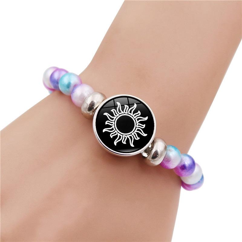 Luminous Sun & Moon Lovers Beaded Bracelet - Colorful, Elastic, Fashionable Gift for Couples & Friends