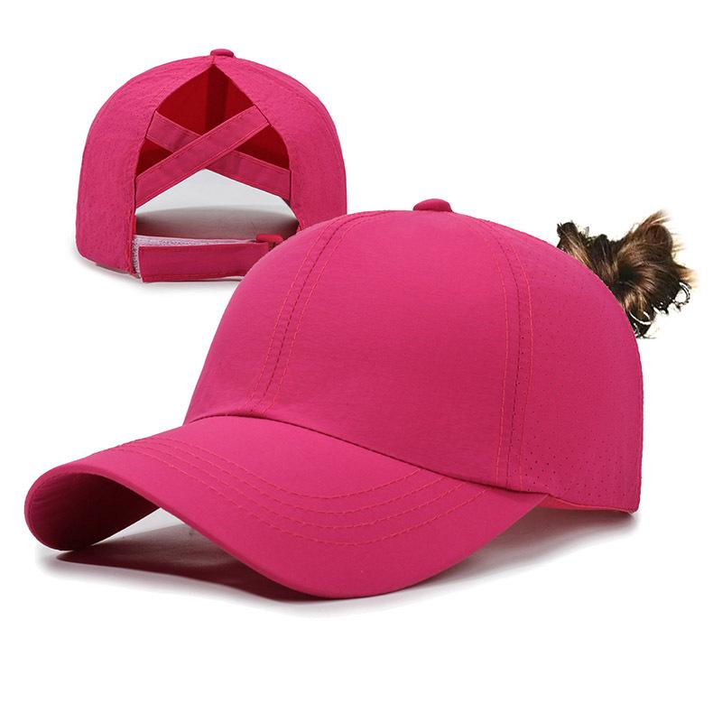 Neue Sommer Damen Baseballkappe mit überkreuztem Design für Pferdeschwanz, Leichter, schnell trocknender, atmungsaktiver Sonnenhut