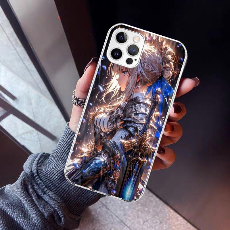 Fate Zero Stay Night Saber Phone Case For iPhone 17 Air 11 13 Mini 14 15 Plus 16 12 Pro Max 16E SE 7 8 Pattern Soft TPU Back Cov