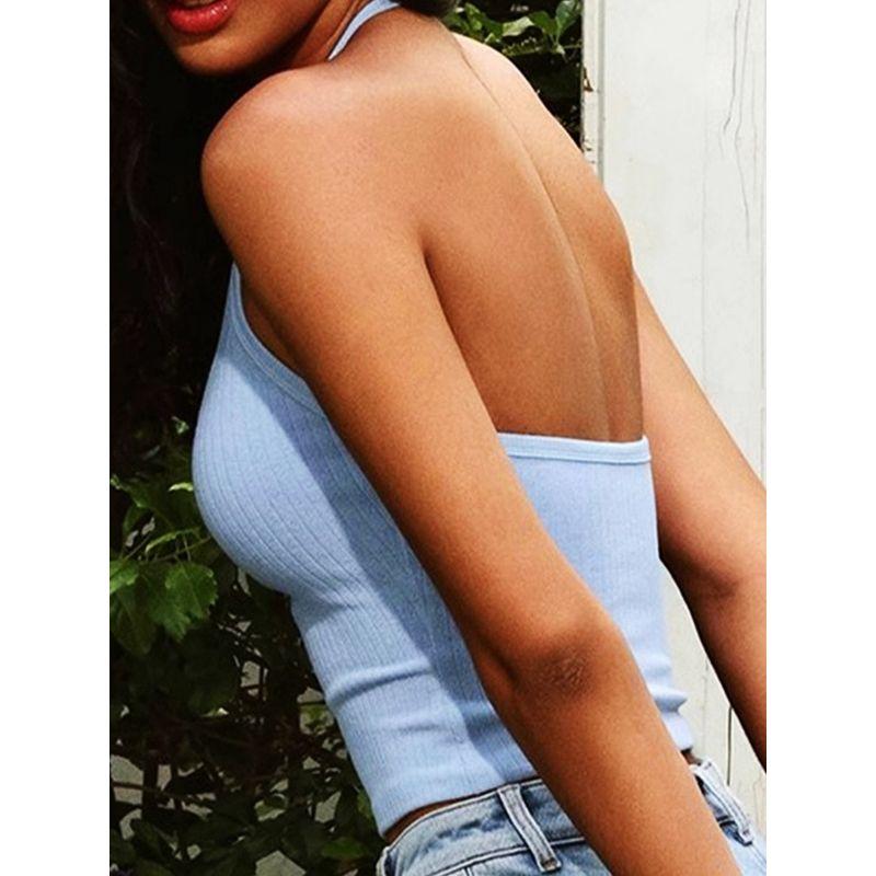 Hanging Neck Sling Sports Vest Women Slim fit With Chest Pad Outdoor Fitness Bra Running Top Yoga Underwear High Elastic