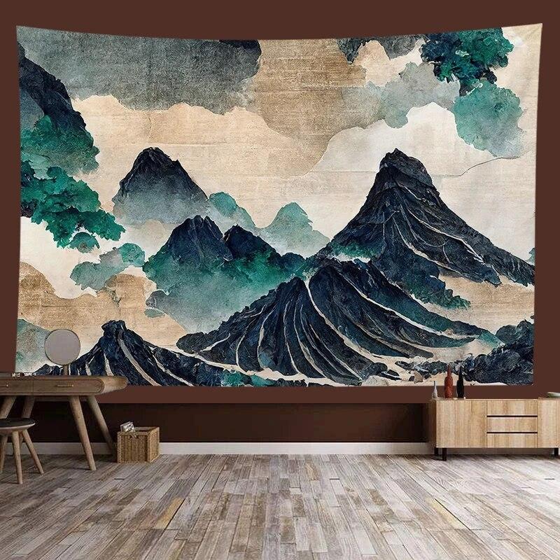Chinese style landscape painting background tapestry room decoration wall background cloth living room home decoration