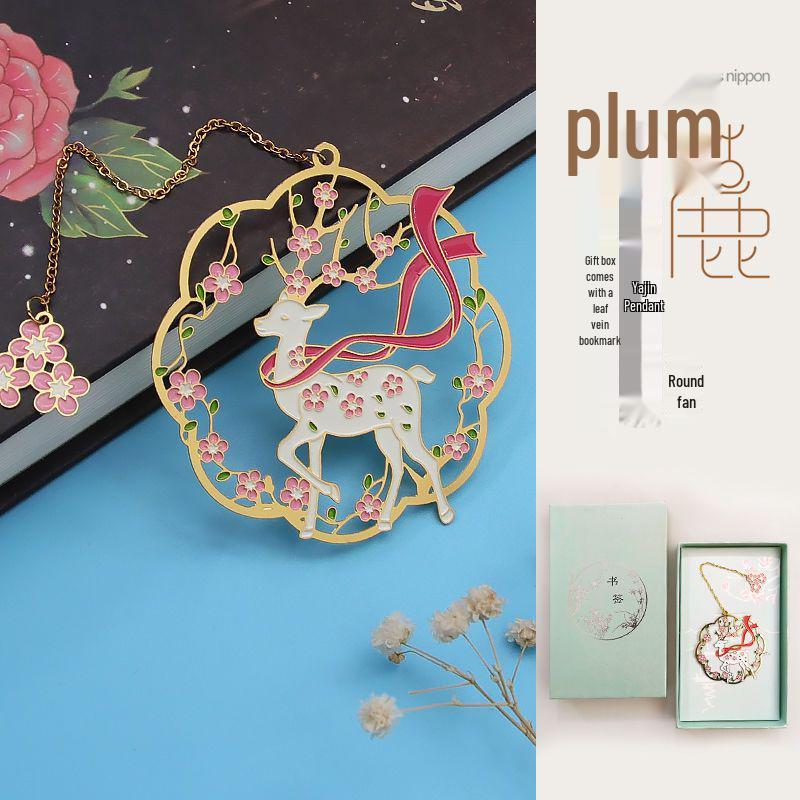 Brass Folding Fan Bookmark - Creative Chinese Style Gift for Students
