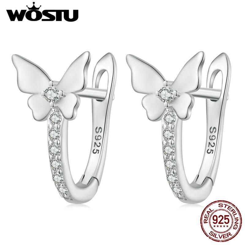 

WOSTU стерлингового серебра 925 пробы простые серьги-бабочки с пряжкой для ушей серьги для женщин подарок ювелирные изделия 925 silver